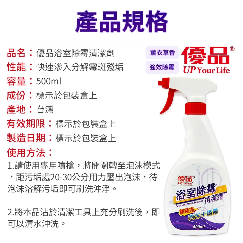 優品浴室除霉清潔劑500ml商品介紹-1-4