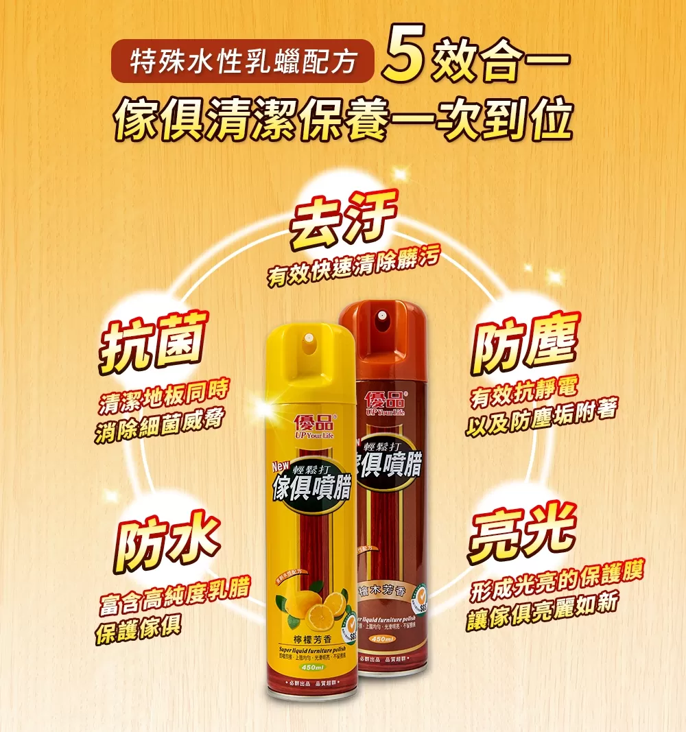 優品傢俱噴腊450ml (檸檬)商品介紹-1-2