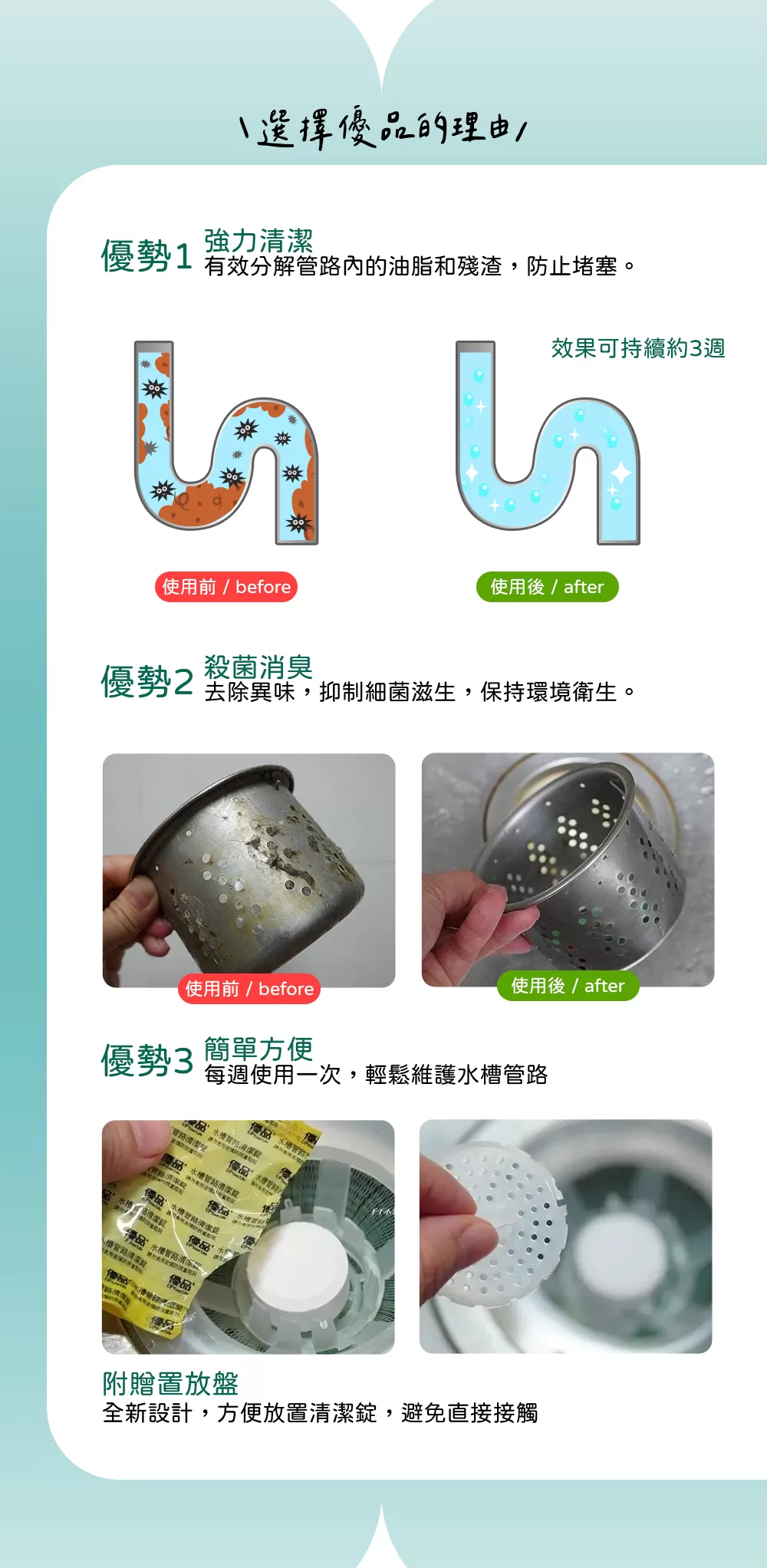 【買3送3】水槽管路清潔錠(3入裝)商品介紹-2-5